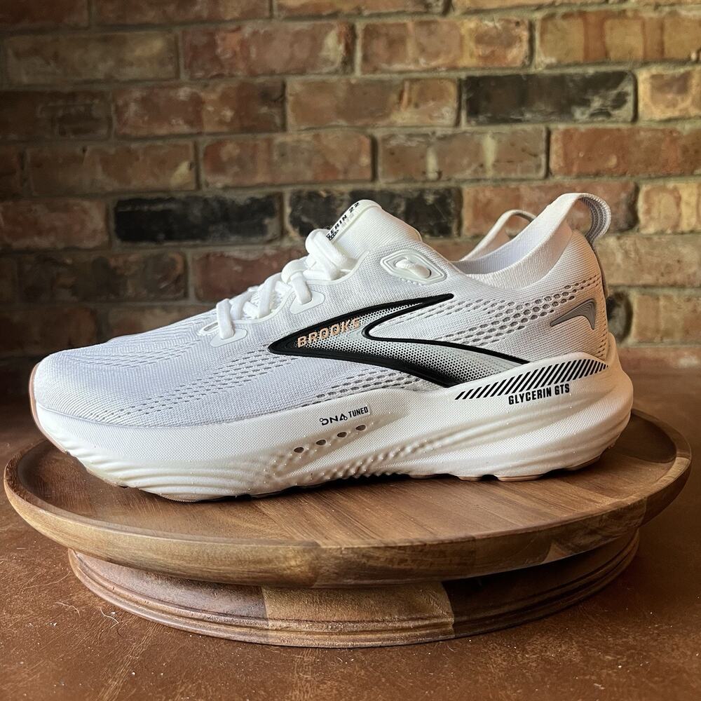 Brooks Glycerin GTS 22 Supportive Women's 10 White Gum Running Shoes Sneakers